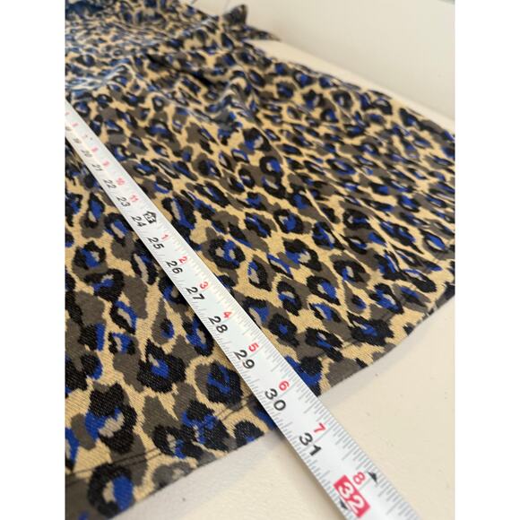 Tyler Boe‎ XS Cowl Neck Blue Tan Leopard Print Dress 3/4 length Sleeved - Picture 4 of 8